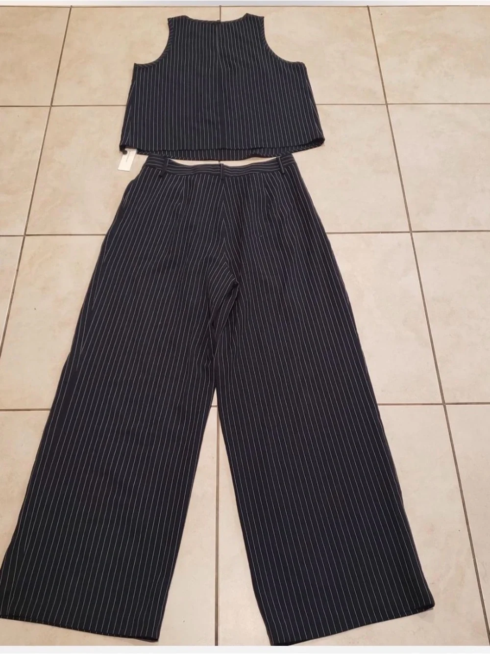 Commense  Pinstripe Sleeveless top and pants set